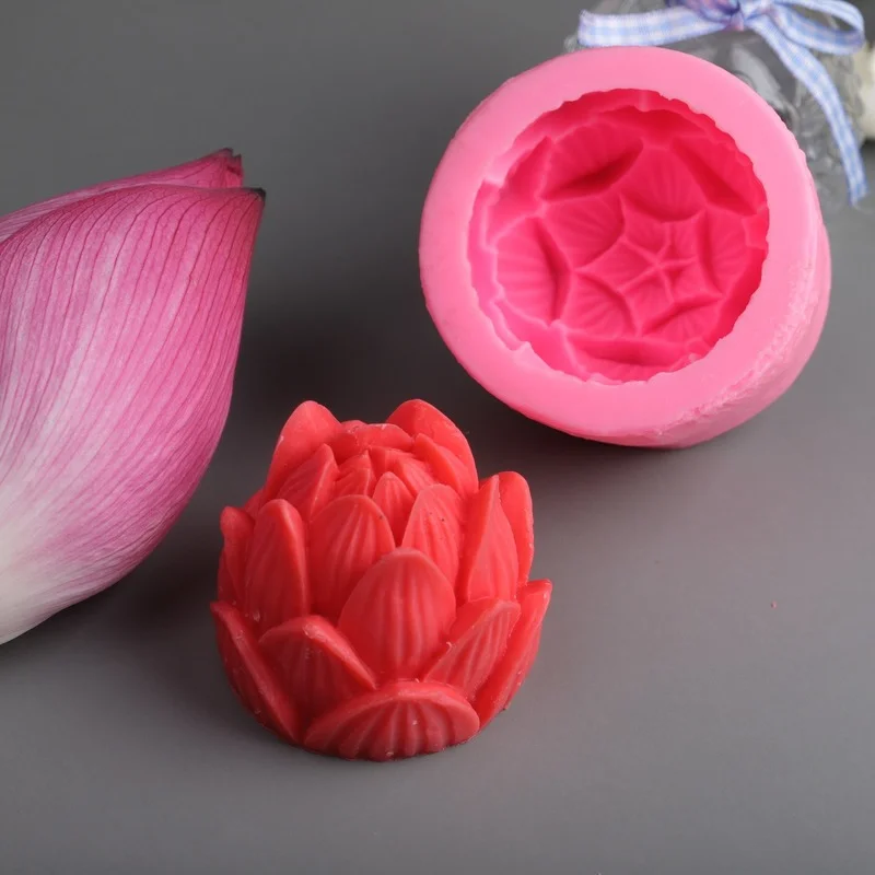 

Aromatherapy Candle Silicone Mold 3D Lotus Flower Shape Soap Silicone Mould DIY Candle Form Soap Mould Cake Decoration Supplies