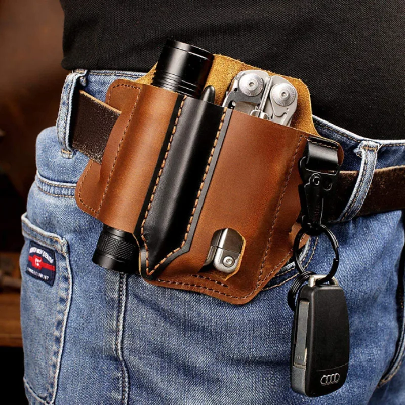 

Уличная тактическая Кожаная флип-сумка из искусственной кожи с держателем для ключей, аксессуары для кемпинга, Охотничья сумка для хранени...