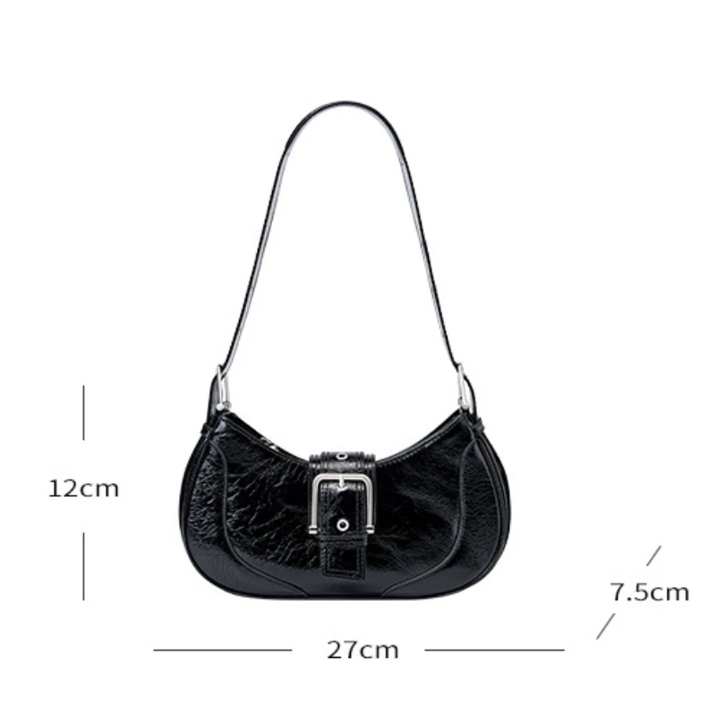 Women Genuine Leather Hobo Bag Vintage Cowhide Design Ladies Underarm Bag High-quality Armpit Bag Y2K Shoulder Crossbody Bag