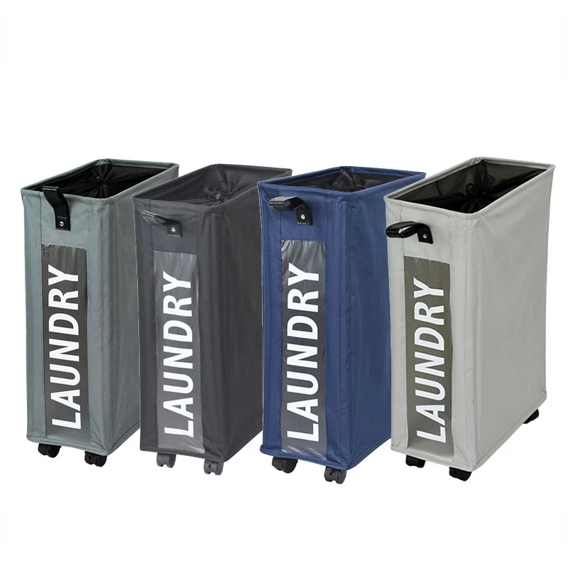 

Новая Корзина для белья с колесиками, тканевая домашняя узкая корзина для хранения одежды, мелочей, складная корзина для грязной одежды