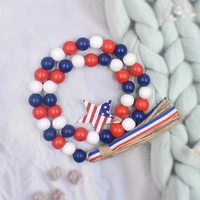 cross border new american independence day white red and blue colored beaded pendant blue white and red plaid tassel decoration