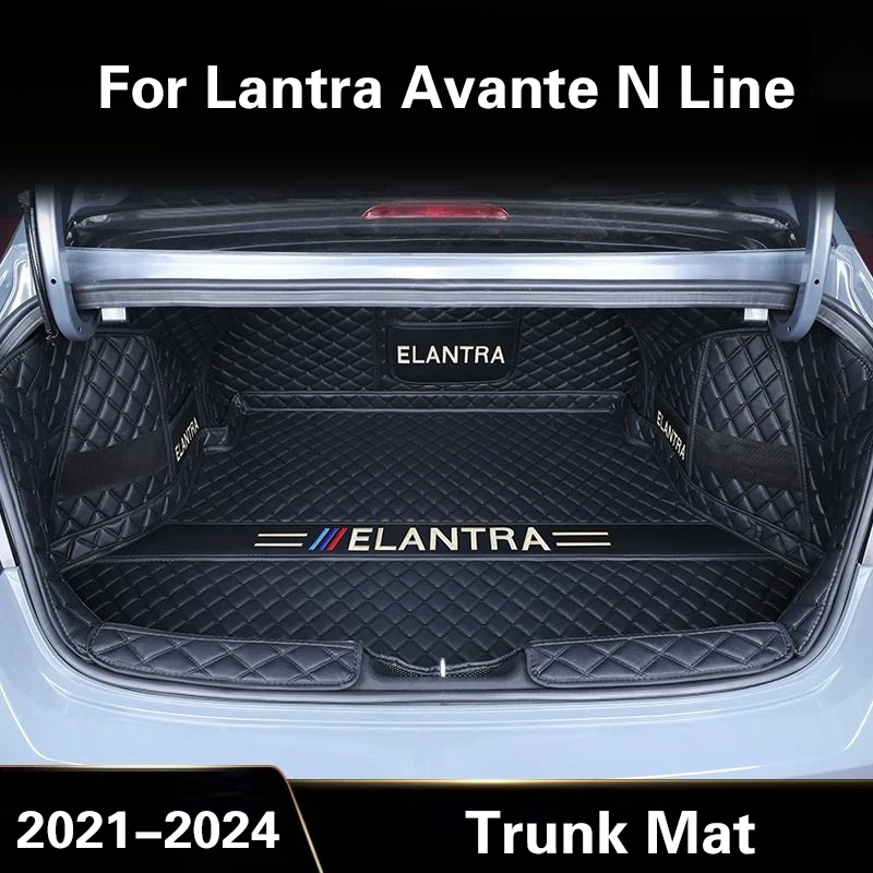 

Для Hyundai Lantra Avante N Line 2023 аксессуары коврик для багажника автомобиля 2022 2021 водонепроницаемая кожаная подкладка для груза модифицированный интерьер