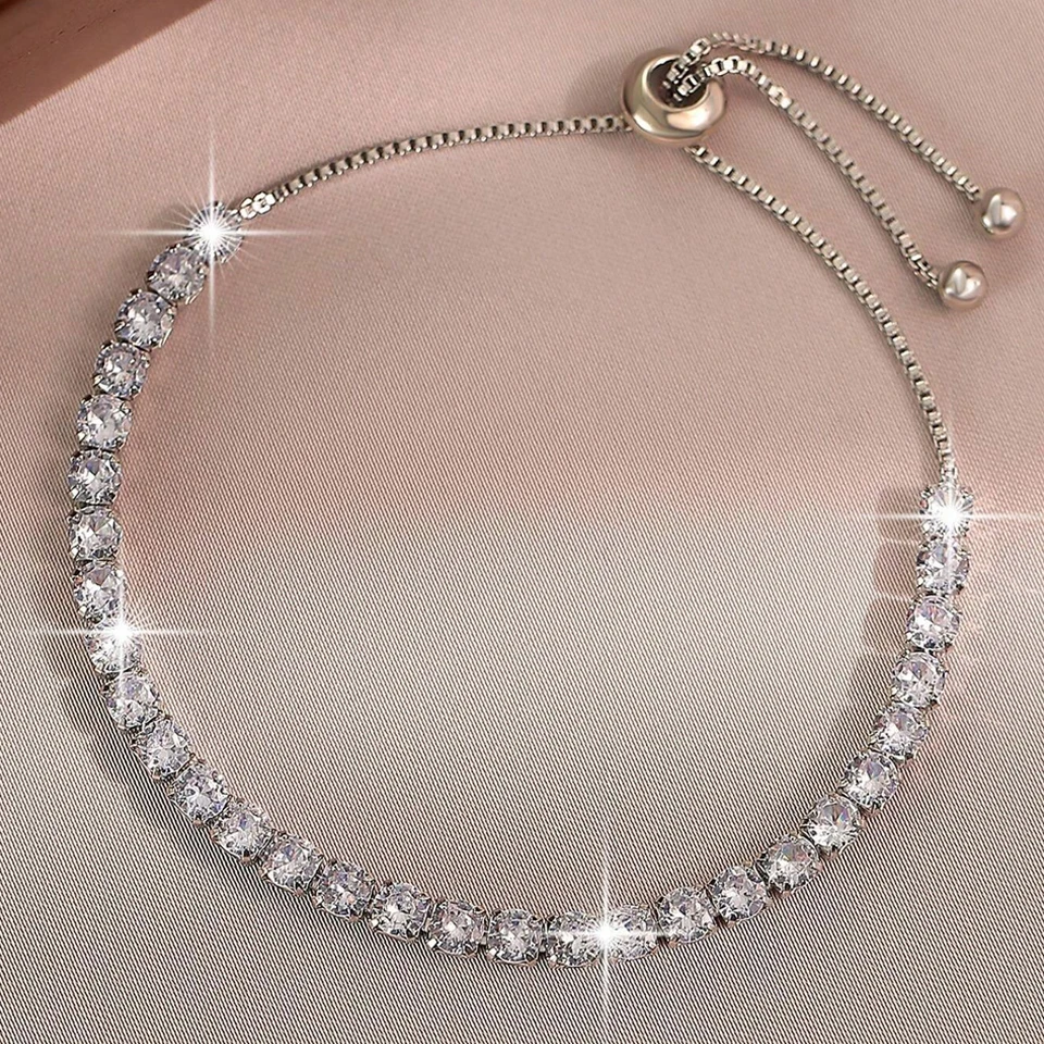 UILZ 2 шт. белые однорядные блестящие браслеты с цирконом для женщин роскошный