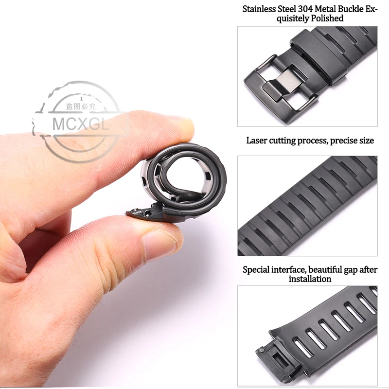 Black Rubber Wtach Strap Suitable for Suunto X-Lander Military Men's Wrist Band For SUUNTO X-LANDER Watch Bracelet Accessories