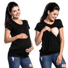 Short Sleeve Nursing Top Maternity Tops Comfy for Breastfeeding T-Shirt Pregnant Women Casual Clothing