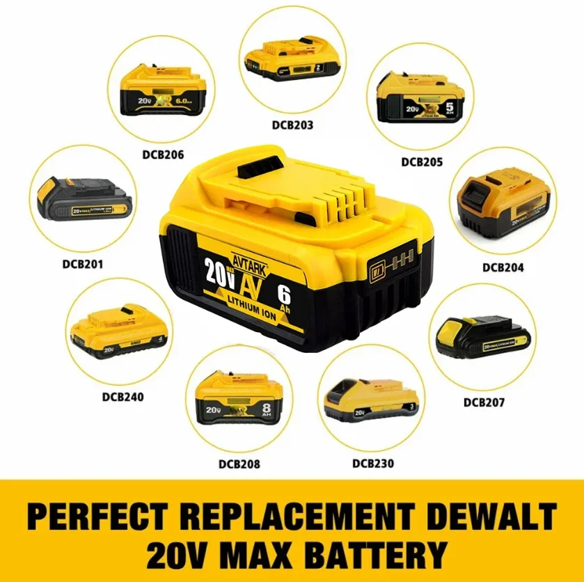 Оригинальный литиевый сменный аккумулятор DCB200 20 в 8000 мАч для Dewalt 18 DCB184 DCB182 DCB180 DCB181