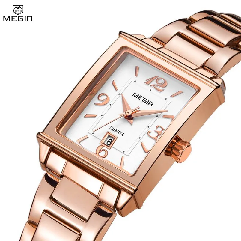 

MEGIR Fashion Women Watches Top Brand Luxury Quartz Wristwatch Stainless Steel Strap Calendar Ladies Watch Female Clock 1079