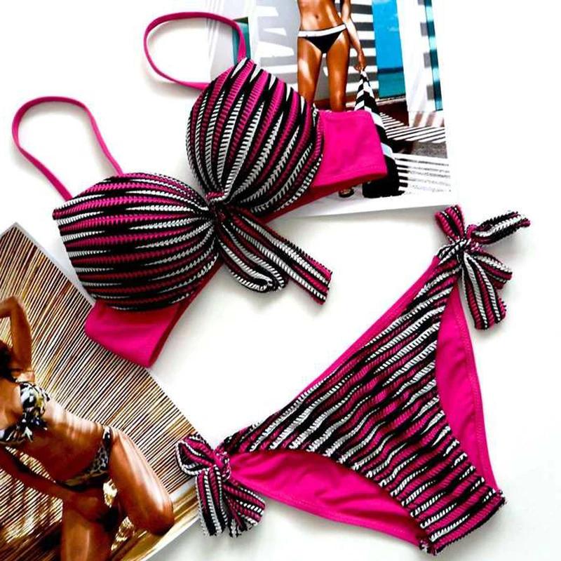 

2022 Sexy Lace Up Leopard Print Bikini Split Swimsuit Summer New Print Hanging Neck Three-point Summer Holiday Beach Swimsuit