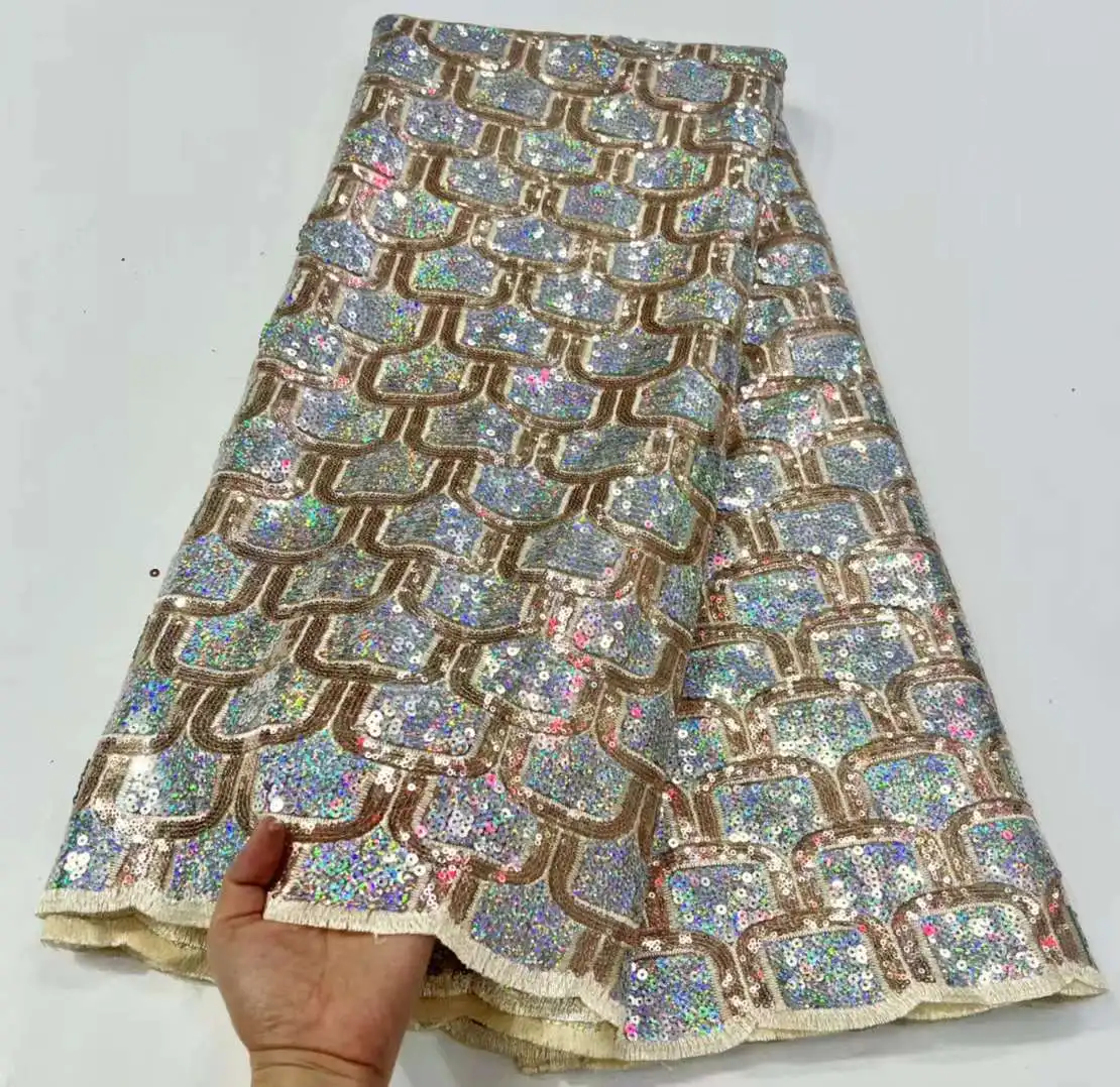 

Африканская кружевная ткань из органзы с блестками 2022, высококачественное кружево, нигерийская французская кружевная ткань с последовательными кружевами для свадебной вечеринки, пошива платья