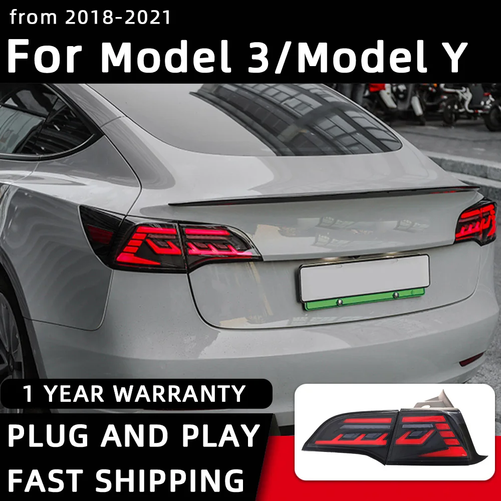 

Автомобильный Стайлинг, задний фонарь s для Tesla модели 3, модель Y, светодиодный задсветильник 2018-2021, задний фонарь DRL, Задний сигнал поворота, ...