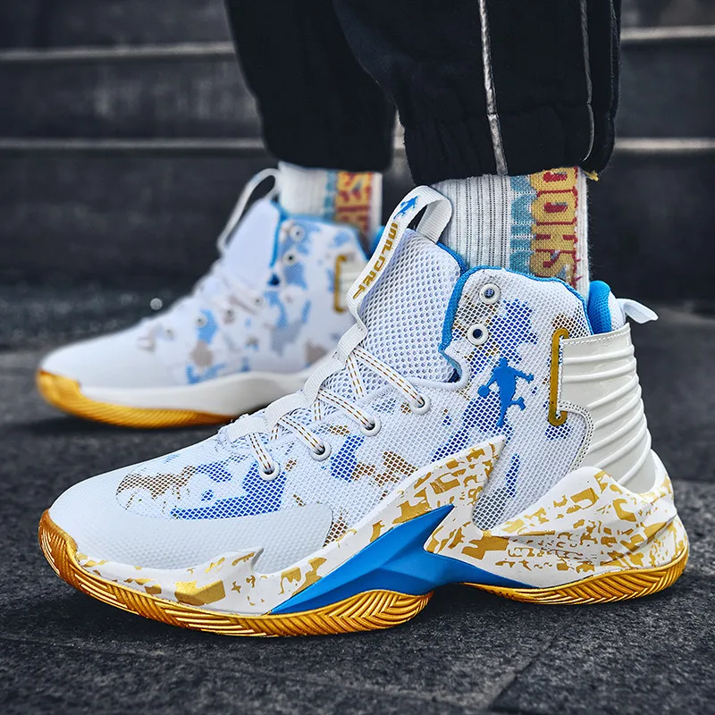 Profession Anti-shock High-top Basketball Shoes Unisex Mesh Breathable Mens Basketball Sneakers Anti-slip Men's Training Shoes