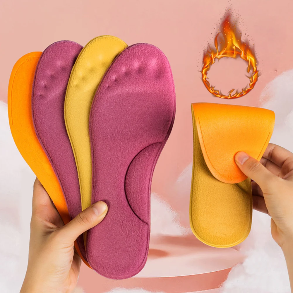 

Winter Warm Insoles For Feet Women Self Heated Thermal Insoles Sweat-absorbent Breathable Cushion Plush Thickening Shoes Pads