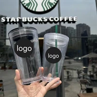 16oz 24oz boutique straw cup coffee cup with logo reusable ladies dome lid drink cup tumbler transparent diy party supplies