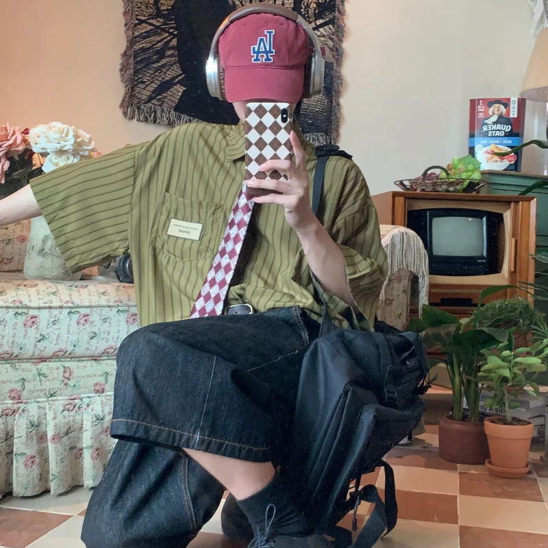 Женская рубашка в полоску Harajuku