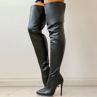sexy over the knee boots women high heels shoes black ladies thigh high boot genuine leather long boots female plus size 43