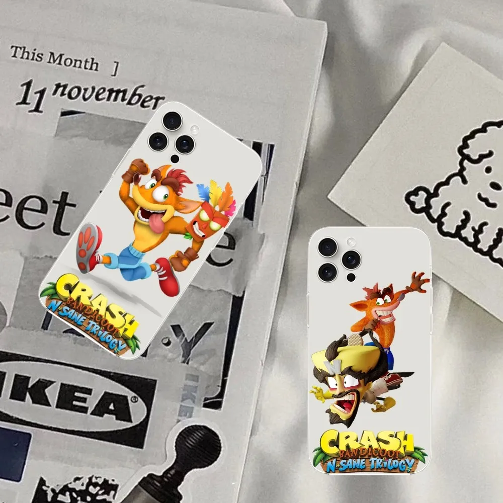 Чехол для телефона Game C-Crash B-Bandicoot iPhone Mini Plus 11 13 12 14 15 8 Pro XS Max X SE XR прозрачный корпус