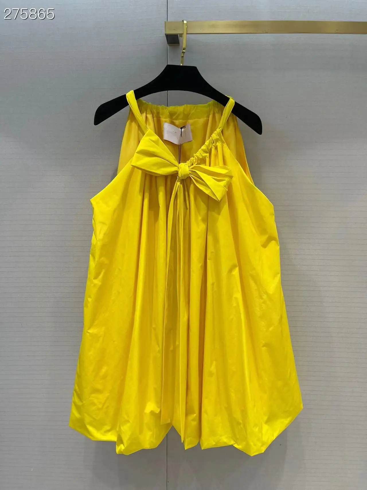 

Fyion Fashion Runway 2022 Summer Vintage Dress Women Sleeveless Solid Yellow High Quality Elegant Mini Dresses
