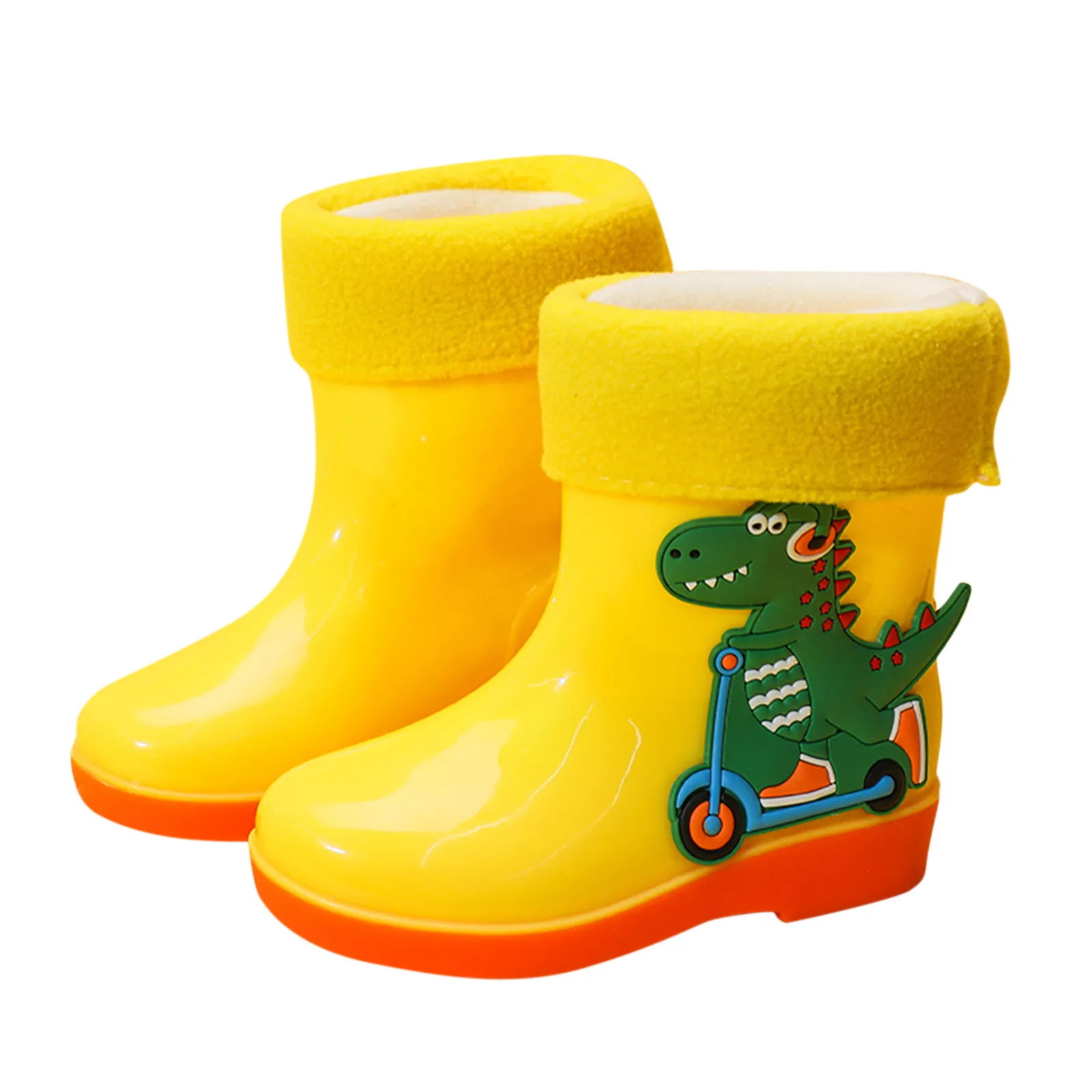 

Rain Boots Kids Girl Winter Cute 3d Rainboots Dinosaur Children's Boys Boots Plush Warm Ankle Pvc Waterproof Toddler Water Shoes