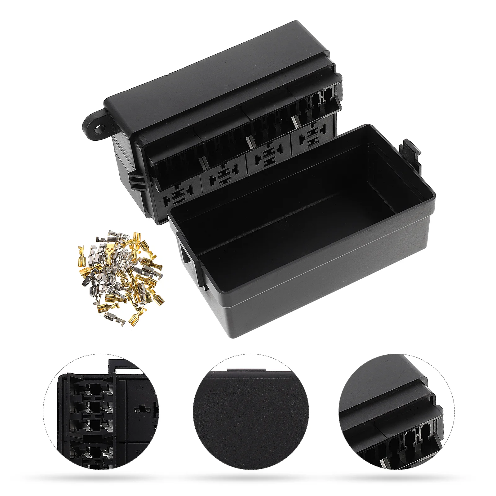 

1 Set Practical Relay Fuse Box 12 Ways Car RV Fuse Holder Terminal (Black)