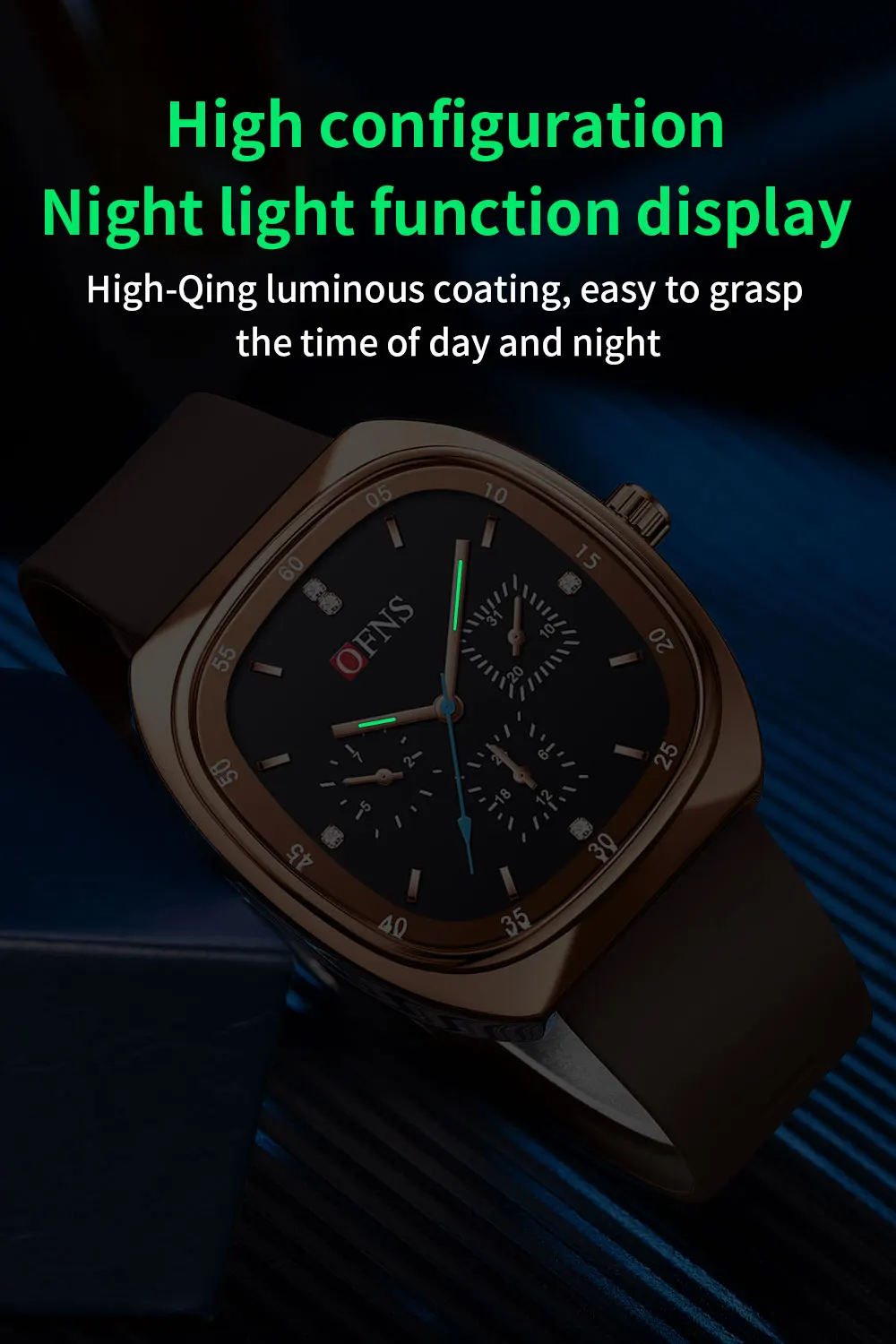 Мужские и женские кварцевые часы с квадратным циферблатом OFNS Простые Модные