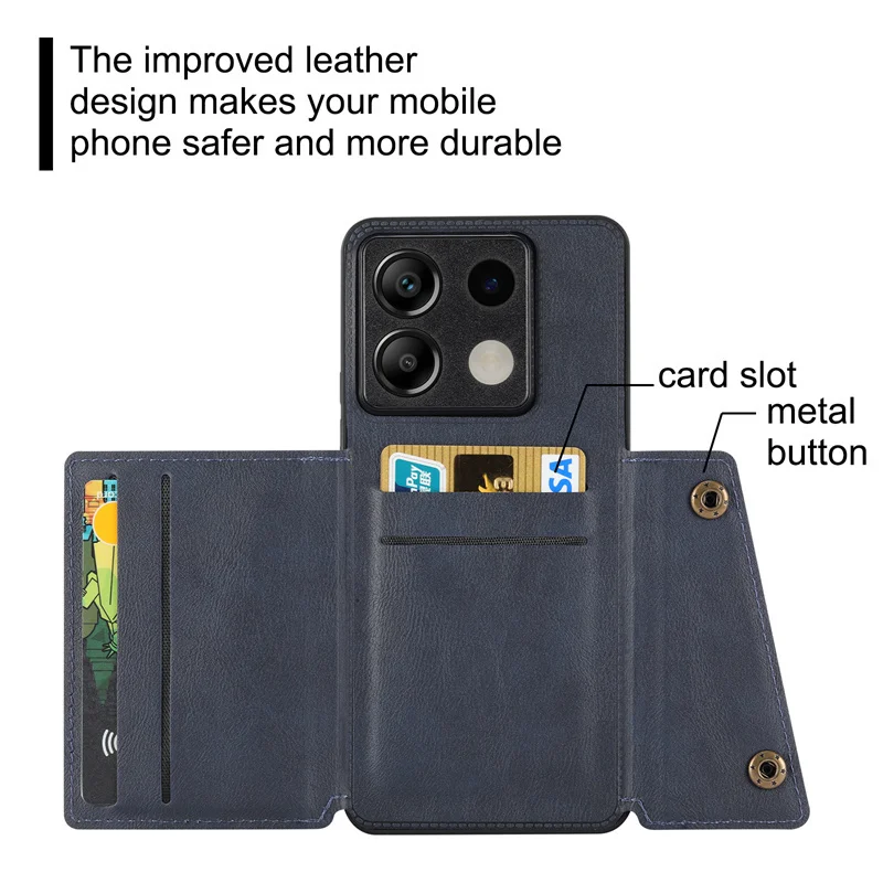 Для Xiaomi Redmi Note 13 Pro 5G PU Кожа Бумажник Карты Слот Чехол для Note13 13Pro Автомобильный