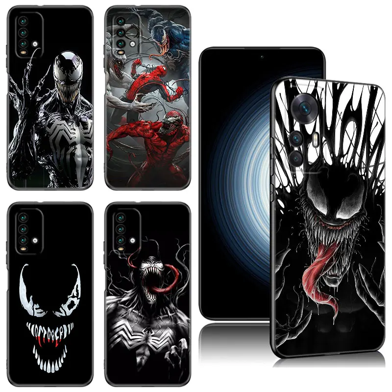 Черный чехол для телефона Venom Marvel Xiaomi Redmi 11 Prime 11A 12C 13C A1 A2 Plus A3 12 4G 10 13R 5G 9A 10A 9C 10C 9i 12R