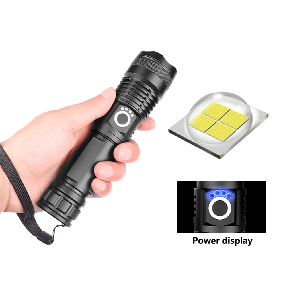 

Портативный ручной фонарик XHP50 с зарядкой от USB, светодиодный фонарик из алюминиевого сплава с фокусировкой, 5 режимов, 1000 лм, водонепроницае...