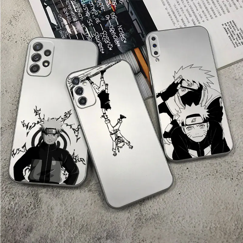 

Kakashi-Naruto Plating Phone Case for Samsung A13 A12 A11 A23 A22 A03 A04 A02 A20S Metal Feel Silver Silicone Coque