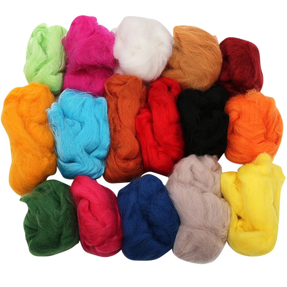 

36 Colors Colored Felt Wool Roving Felting DIY Tools Needle Felt Roving Bulk Yarn Felting Wool Fibre Jacket