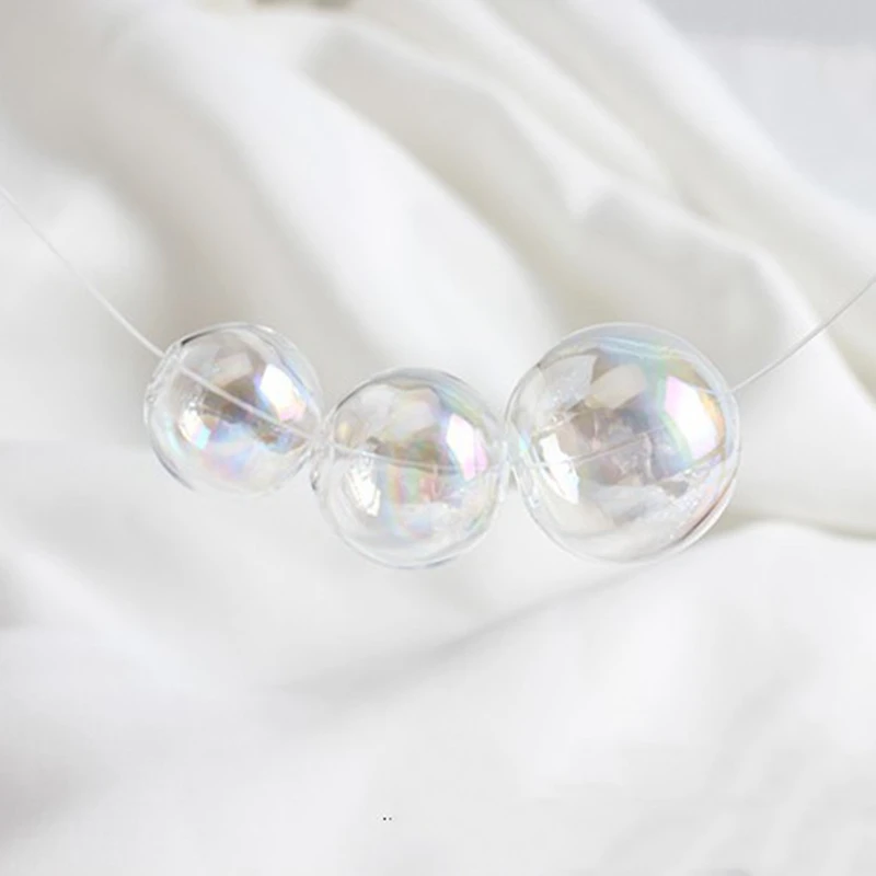 4PCS Korean Jewelry Colorful Glass Ball Mermaid Bubble Earrings Pendant Beads DIY Making Supplies Accessories Material