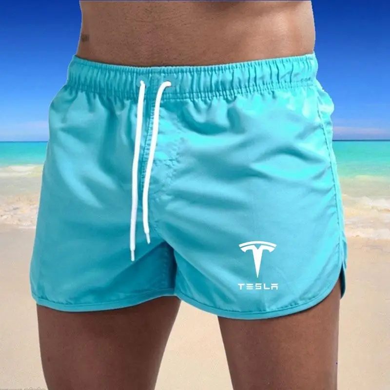 

Tesla Mens Shorts Summer Swimwear New Men Swimsuit Swimming Trunks Boxer Short Sexy Beach Shorts Surf Board Men's Clothing Pants