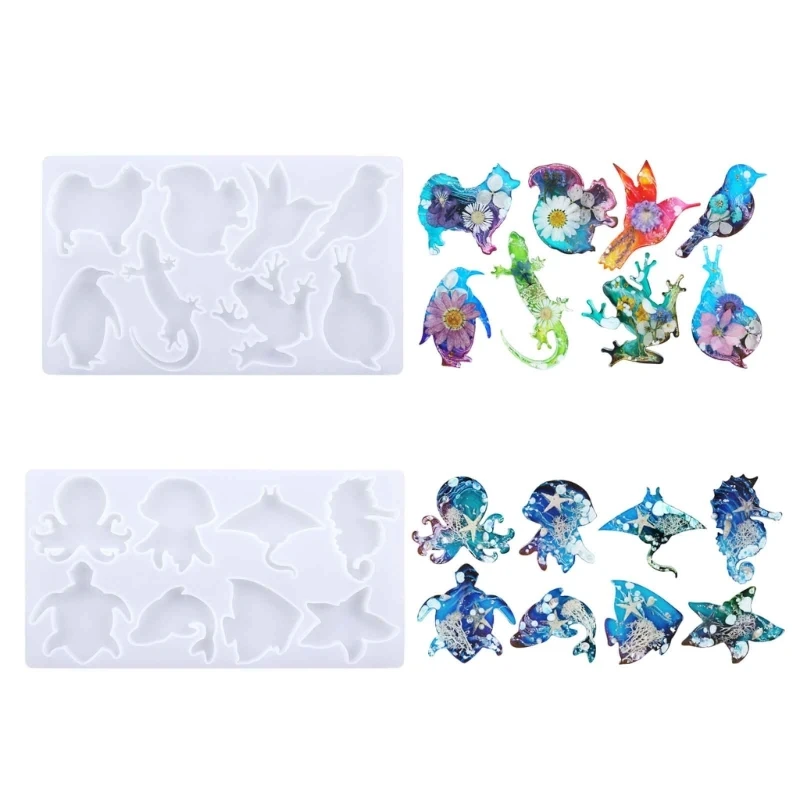 

DIY Marine Animal Octopus Whale Jellyfish Pendant Epoxy Resin Mold Frog Lizard Turtle Keychain Charms Mirror Silicone Mould