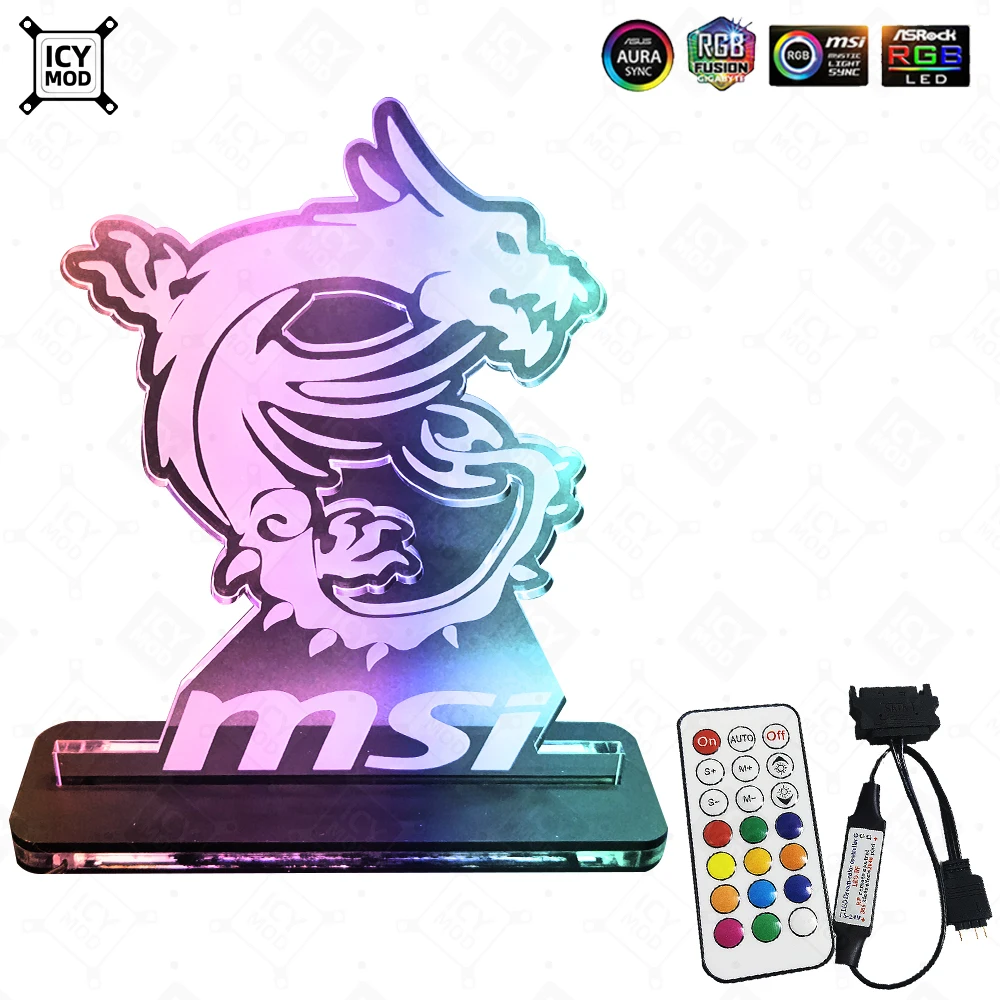 

Игровая фигурка MSI, искусственная радуга, панель, 5В, 3pin, мистическое освещение, ПК, мод с водяным охлаждением, украшение в виде вера дракона