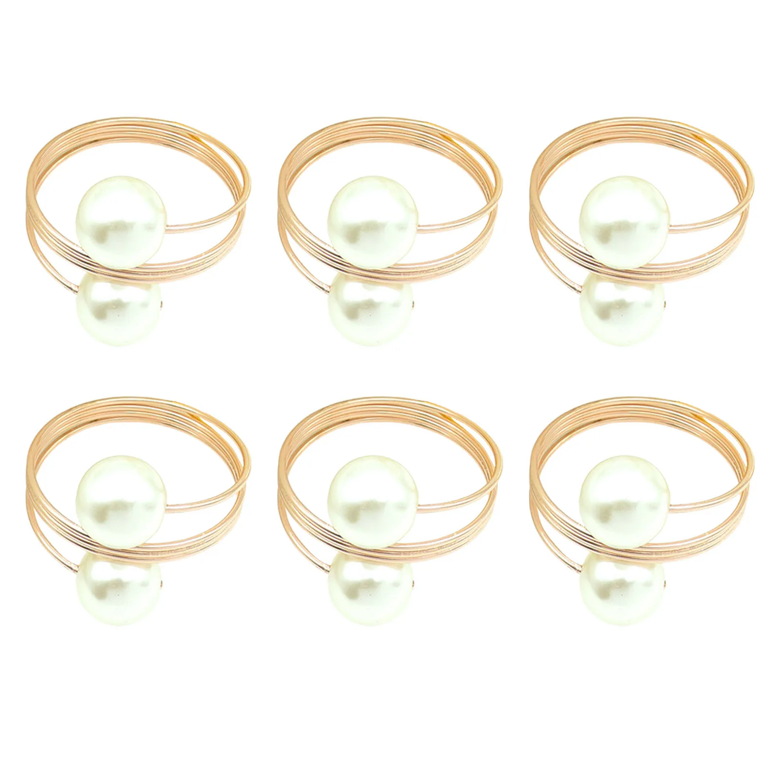 

6 Pcs Pearl Serviette Rings Christmas Napkin Rings Holder Silver Rose Gold Serviette Decors For Party Wedding Gathering Dinner