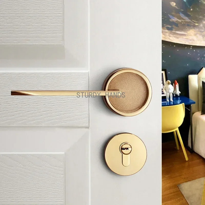 Бесшумный дверной замок из цинкового сплава для спальни минималистичный