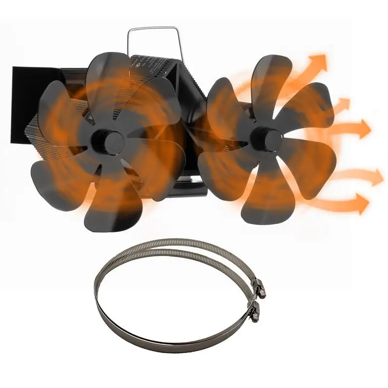 

6 Blade Heat Powered Stove Fan With Clamps Wall Mounted Silent Twin Fireplace Fans For Log Burner Fireplace Heat Distribution