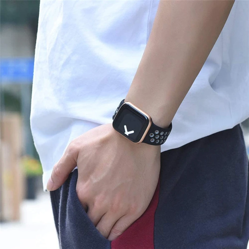 Silicone Strap For Apple Watch Band 49mm 44mm 40mm 42mm 45mm 41mm Breathable Watchband Bracelet iWatch Series Ultra 8 7 6 SE 5 3