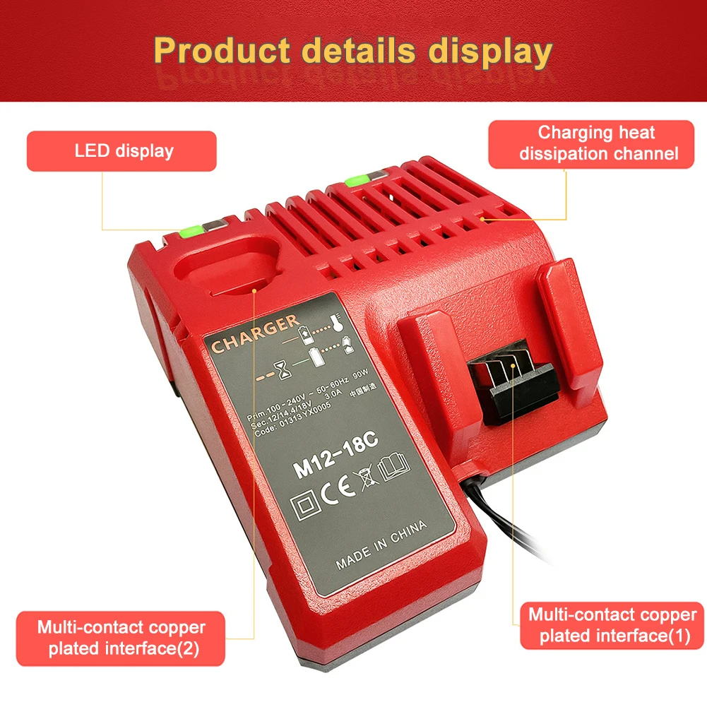 

Двойное зарядное устройство, универсальное зарядное устройство для литиевых батарей 12 в 14 в 18 в, высокая мощность для UL/VDE/3C/GS/SAA для Milwaukee M12-18