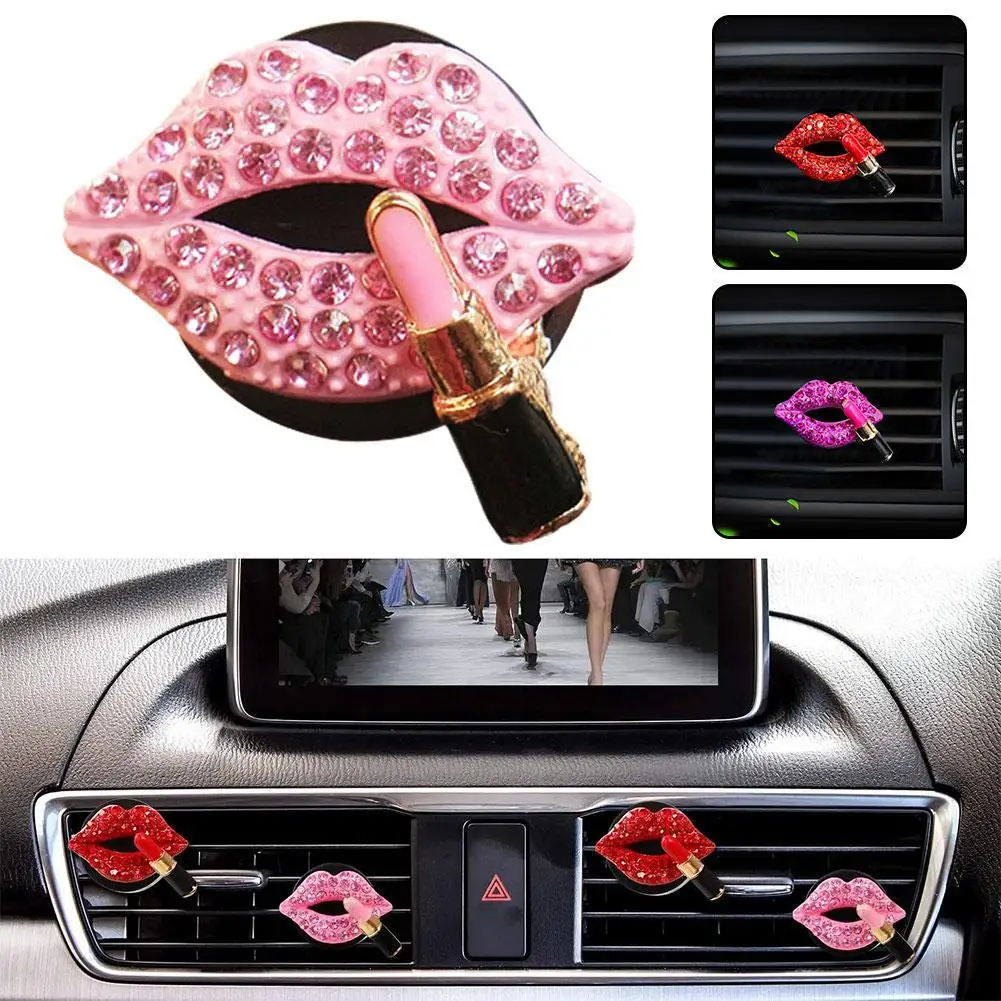 

Car Air Outlet Aromatherapy Clip Perfume Clip Diamond Auto Mouth Red Accessorie Clip Cute Lips Fragrance Diamond Female Int T3W6