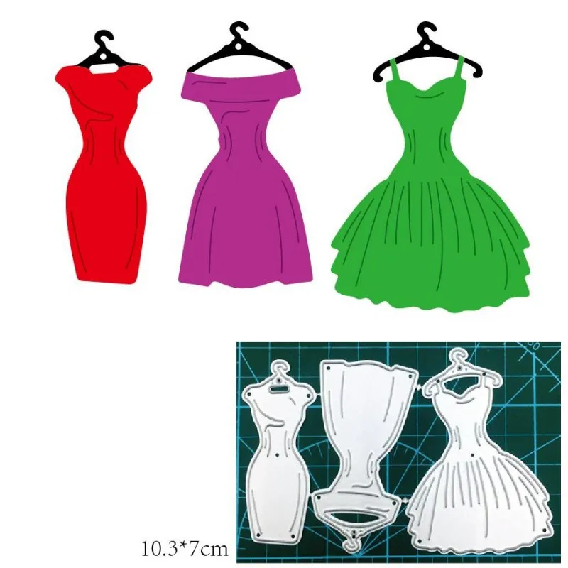 

3Pcs Skirt Hanger Metal Cut Dies Stencils for Scrapbooking Stamp/Photo Album Decorative Embossing DIY Paper Cards