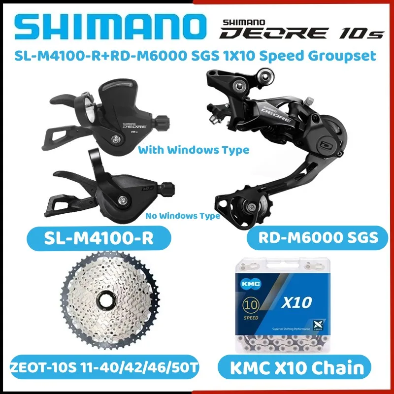 

SHIMANO DEORE M4100 + M6000 10 Speed Groupset SL-M4100 Shift Lever RD-M6000-SGS Rear Derailleur KMC X10 Chain ZEOT Cassette