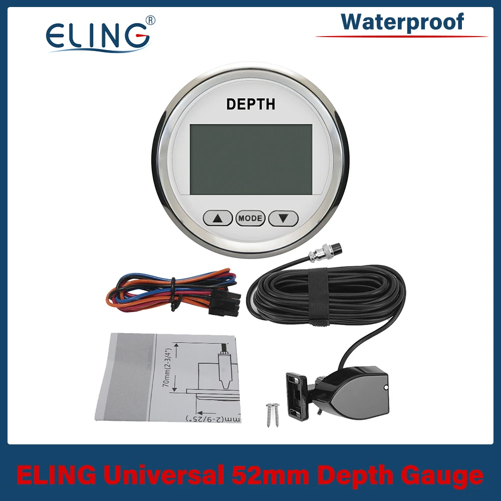 

Цифровой глубиномер для лодки 55 мм, прибл. 100 м/ярдов с преобразователем и белой подсветкой для яхт