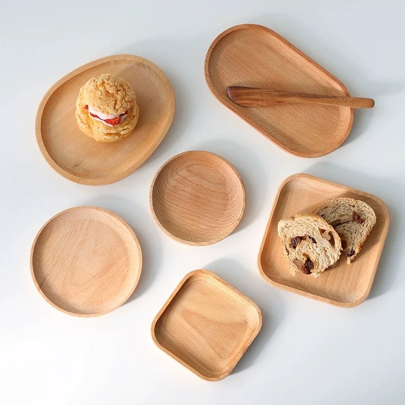 

Wood Serving Plate, Wood Square & Round Serving Tray, Fruit Dessert Cake Snack Candy Platter Wooden Bowls