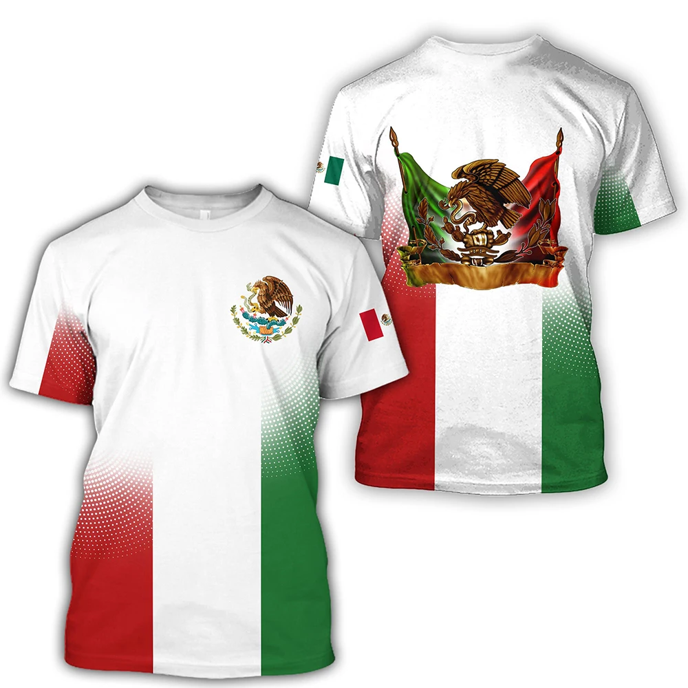 

MEXICO Summer Men's T-Shirt Jersey Mexico Football Shirt Fashion O Neck Pullover Tops Tees Large Size Loose Retro Men's Clothing