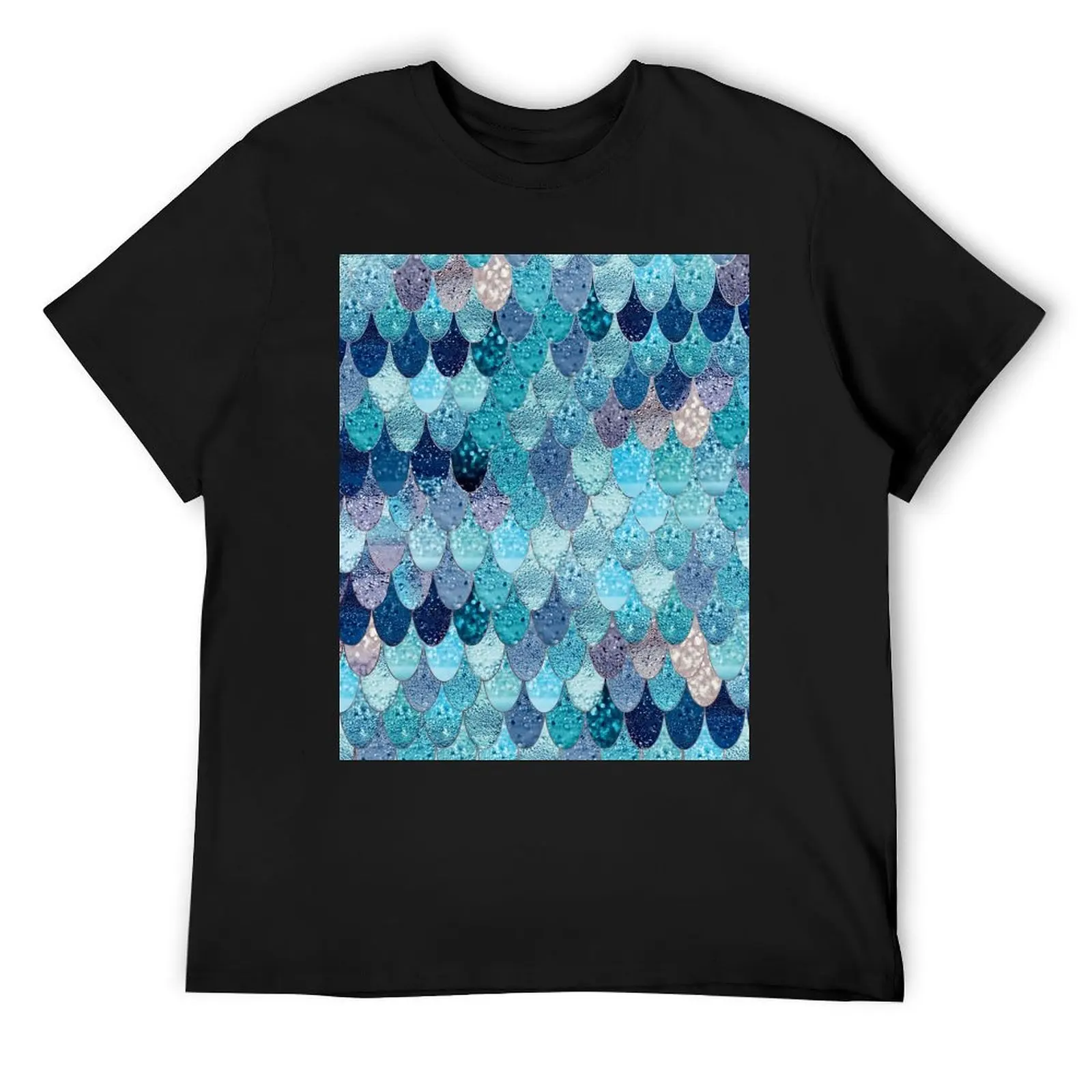 Летняя футболка MERMAID DARK TEAL от Monika Strigel синяя архівная большого размера с рисунком