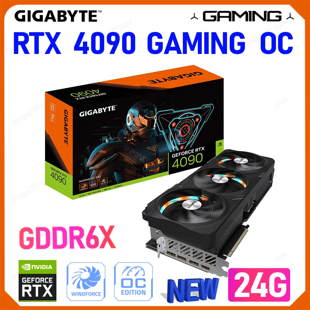 

Видеокарта GIGABYTE RTX 4090 RTX 4090 игровая OC 24G PCIE 4,0x16 NVIDIA RTX 4090 GPU 384 бит новая ATX графика 2535 МГц для AMD