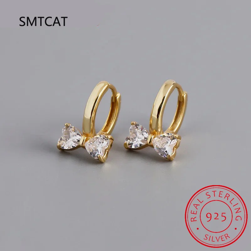 Серьги-кольца женские из серебра 925 пробы с цирконом
