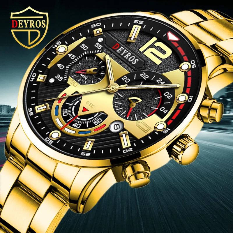 

Luxury Men's Stainless Steel Calendar Watch relojes para hombre Business Quartz Watch relogio masculino Men Male Clock saati