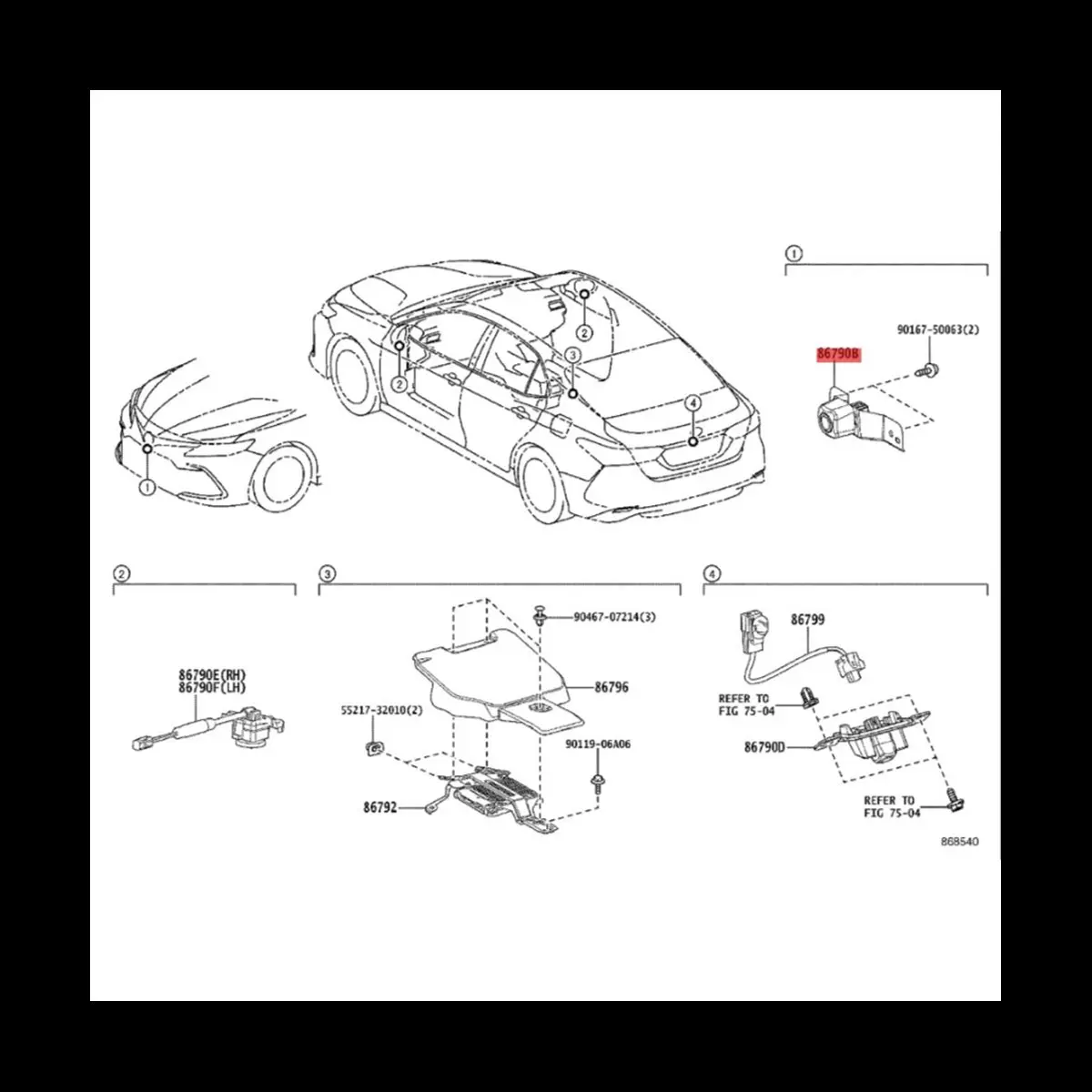 Фото Совместимая передняя камера для автомобиля 86790-33190 для Hybrid MXVA71 AXVA70 AXVH7, камера кругового обзора для помощи при парковке. №3