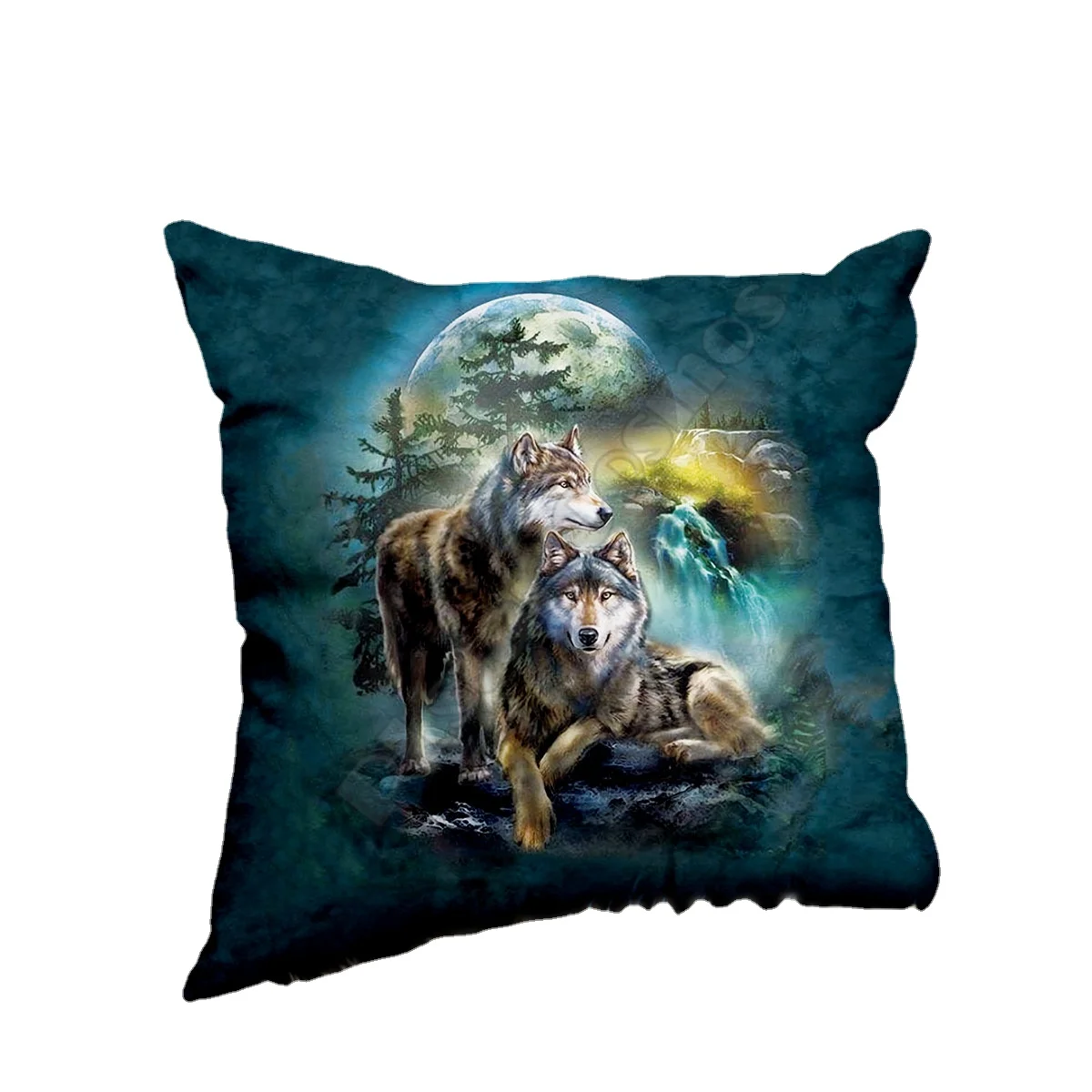 

Funny Animal Wolf 3D Printed Pillow Case Polyester Decorative Pillowcases Throw Pillow Cover Double-sided Printing Style-2